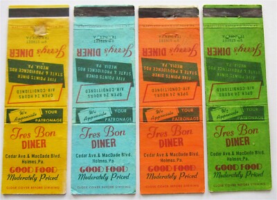 FRES BON DINER AIR COND HOLMS, PA - GERRY'S DINER TRAINER, PA 4 MATCHBOOK COVERS