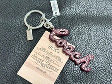 NWT Coach Script Burgundy Resin Keychain F76456 - Purse Charm - Key Fob - HTF