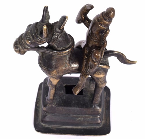 18C Antique Indian Hindu Khandoba Horse Rider Warrior Decor culpture. G7-896 - Picture 10 of 12