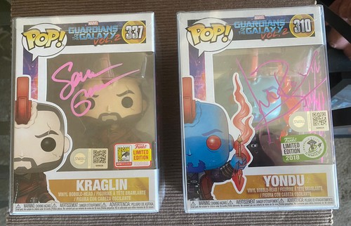 Funko Pop! Guardians Of The Galaxy Kraglin & Yondu Signed AUTHENTICATION Quotes - Picture 7 of 7