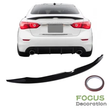 For  Infiniti Q50 2014-2021 Sport Style Rear Trunk Spoiler Lip Wing Glossy Black
