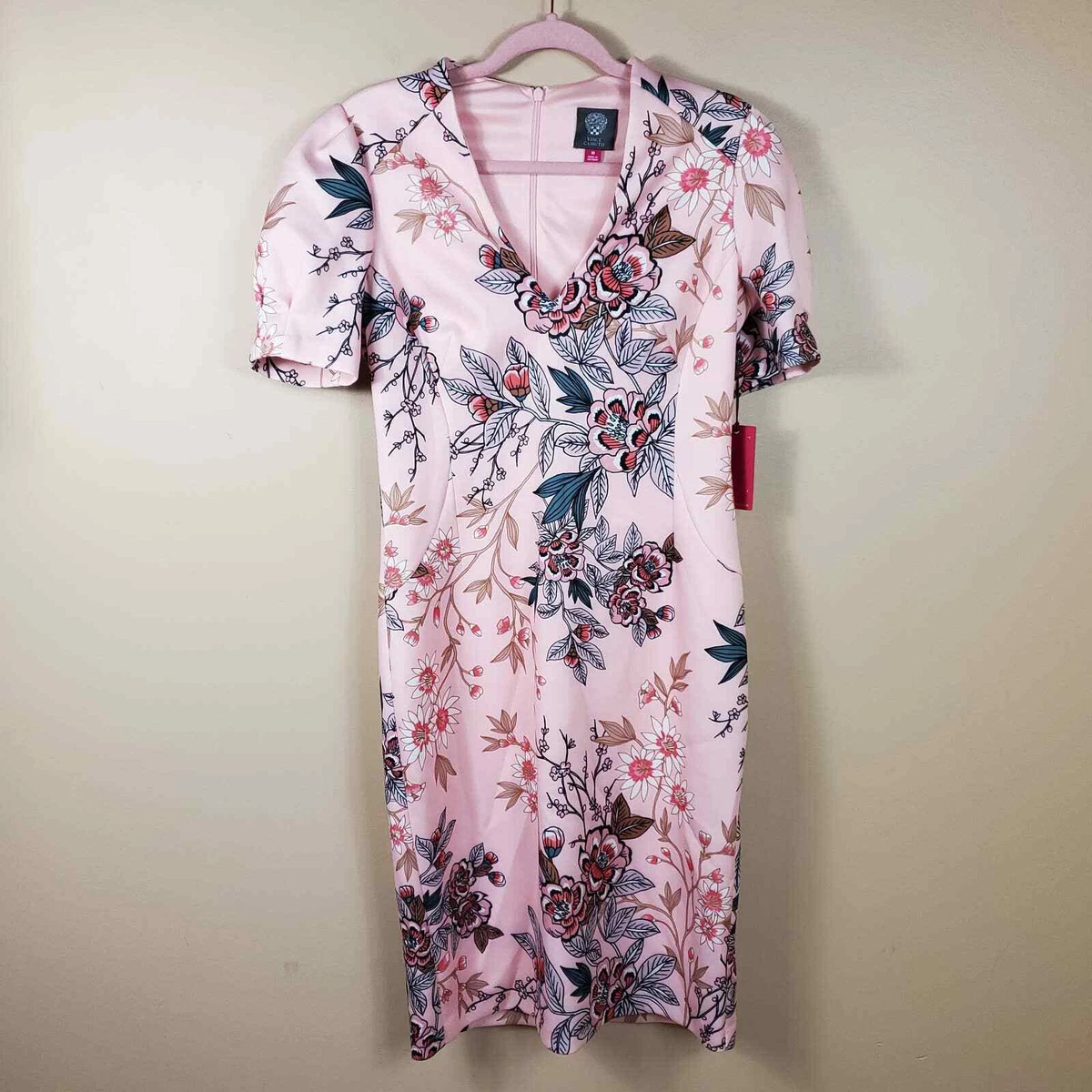 Vince camuto pink floral dress cheap