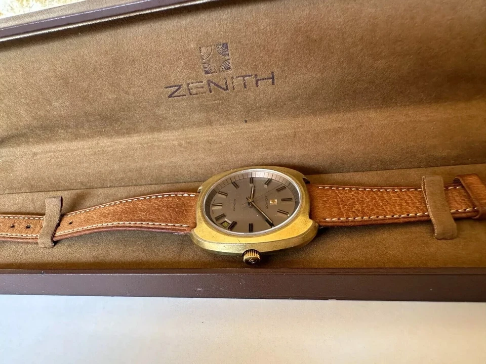 VINTAGE MOVADO ZENITH SURF WATCH GRAY GENTS W/BOX AUTOMATIC CAL 2572 PC 41MM MEN - image 2 of 4