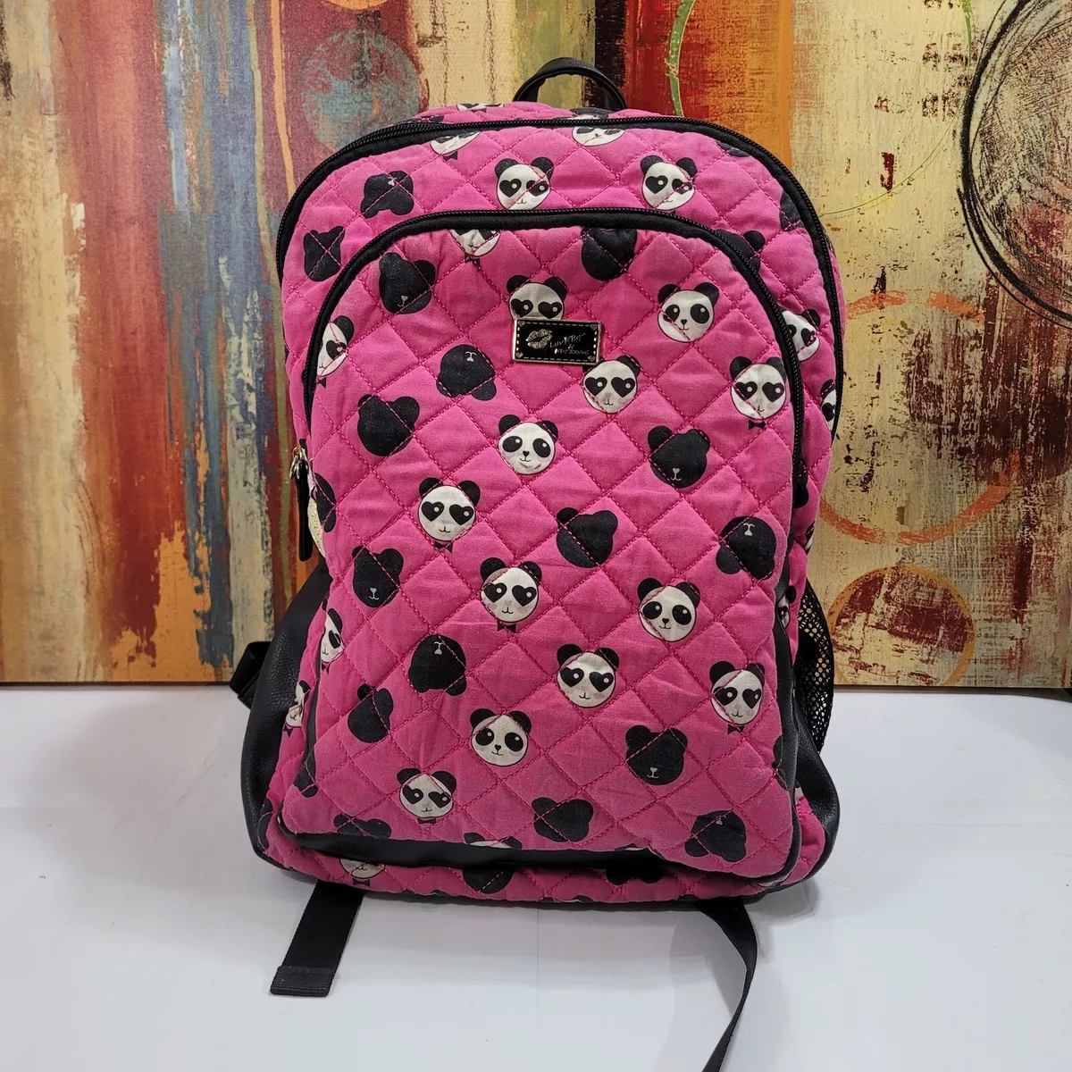 Betsey johnson pink sales and black backpack
