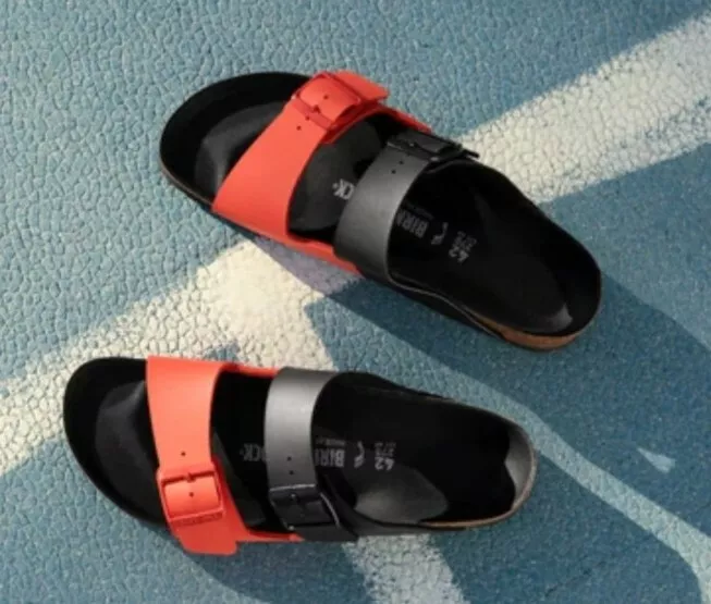 Birkenstock Arizona Split Men's sandals Black/Poppy red made
