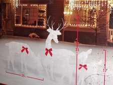 Holiday Style 3pc White Fabric Reindeer Lighted Deer Set-60 clear lights