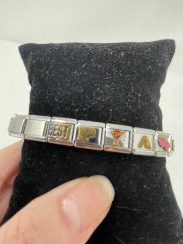 Friendship Italian Modular Charm Bracelet Enamel Heart Letters P A G SS - Picture 3 of 17