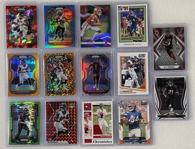 14 Card Falcons Lot   Red Ice, Mosaic, Orange Disco, Prizm, Patch, Green Pulsar