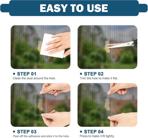 24 Sheets Window Screen Repair Kit, 4 Sizes Black-24Pcs(4"x 4") - Photo 6/6