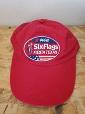 Six Flags Fiesta Texas USA Red Cap Hat  Adjustable 1010