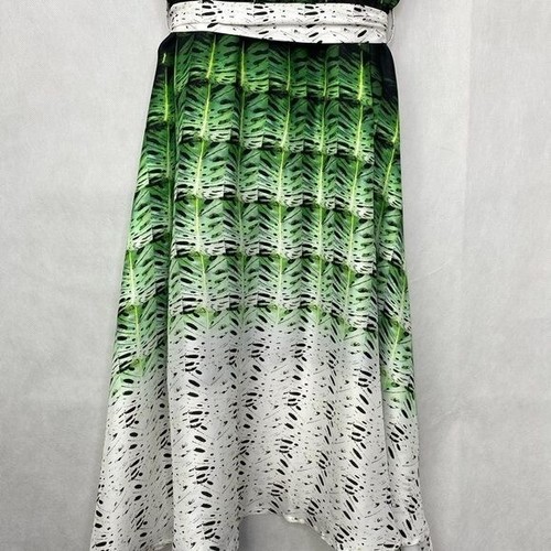 SFIZIO ladies dress sleeveless flowy green white black size 4 Made in USA - Picture 6 of 14