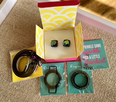 Origami Owl Floral Leather Double Wrap Black Crystal Locket  display picture 1