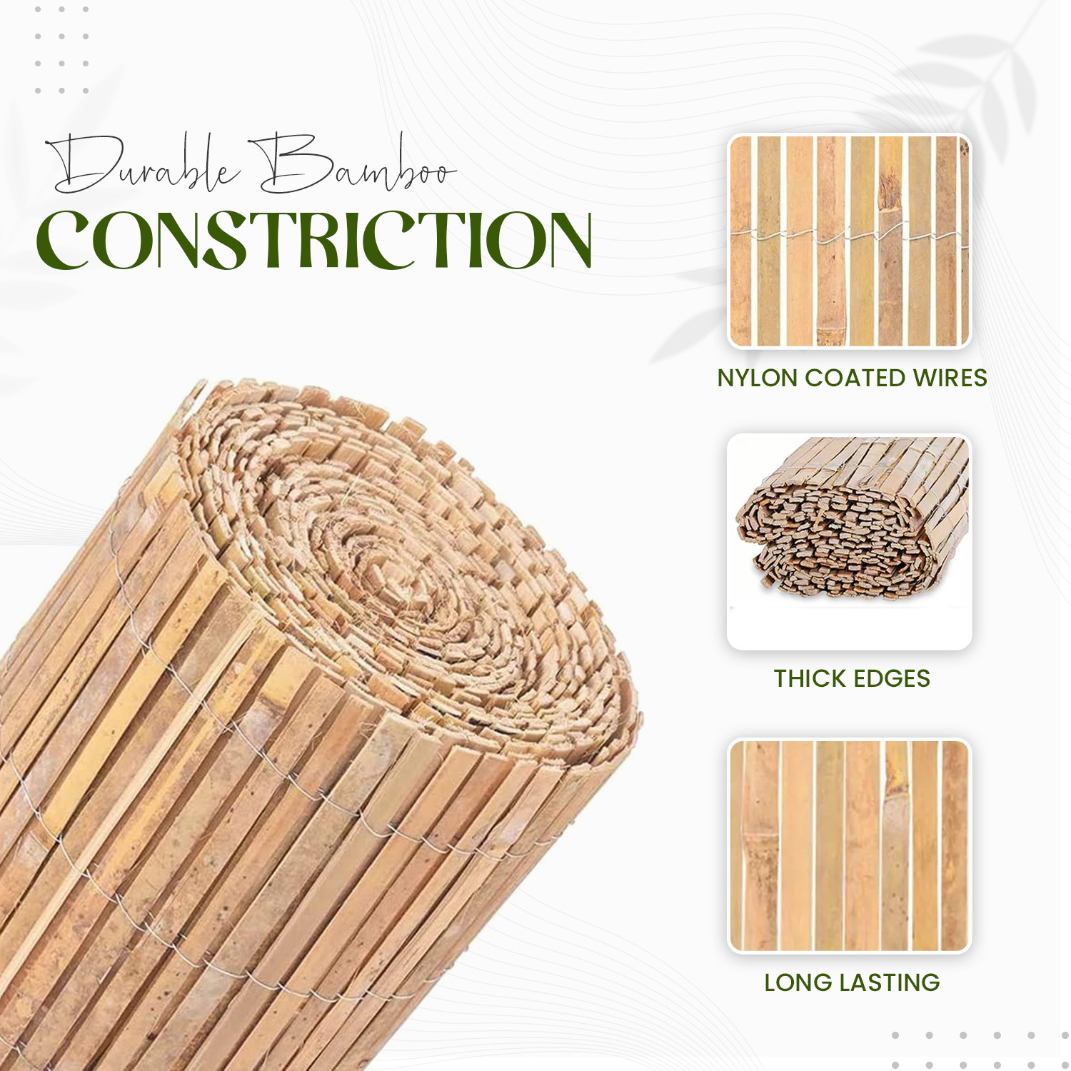 Bamboo Slat Cane Screening Roll Garden Fencing Panel Outdoor Privacy Fence 4m