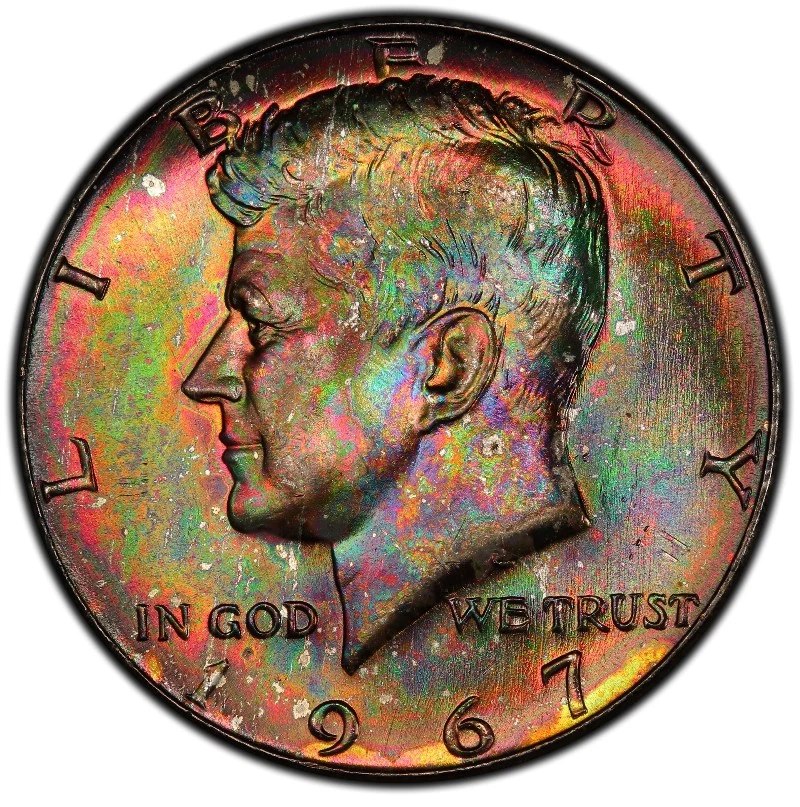 1967 50c PCGS MS 67+ GOLD QA ~  INCREDIBLE SILVER KENNEDY HALF DOLLAR