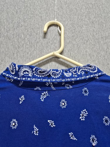 Quacker Factory Jacket Womens 3X Blue Paisley Bandana Beaded Embellished Cotton - Picture 3 of 9