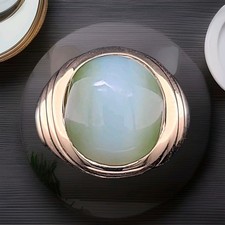 Vintage 14k Yellow Gold Unisex Ring 9.77CT.Natural Cat's Eye Chrysoberyl 