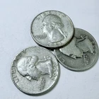 WASHINGTON SILVER QUARTERS LOT OF 3. 90% SILVER CIRCULATED COINS FREE SHIP #8826