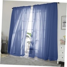 Sheer Curtains, 84 Inch Long 2 Panel Set, 42"W x 84"L Pack of 2 Royal Blue