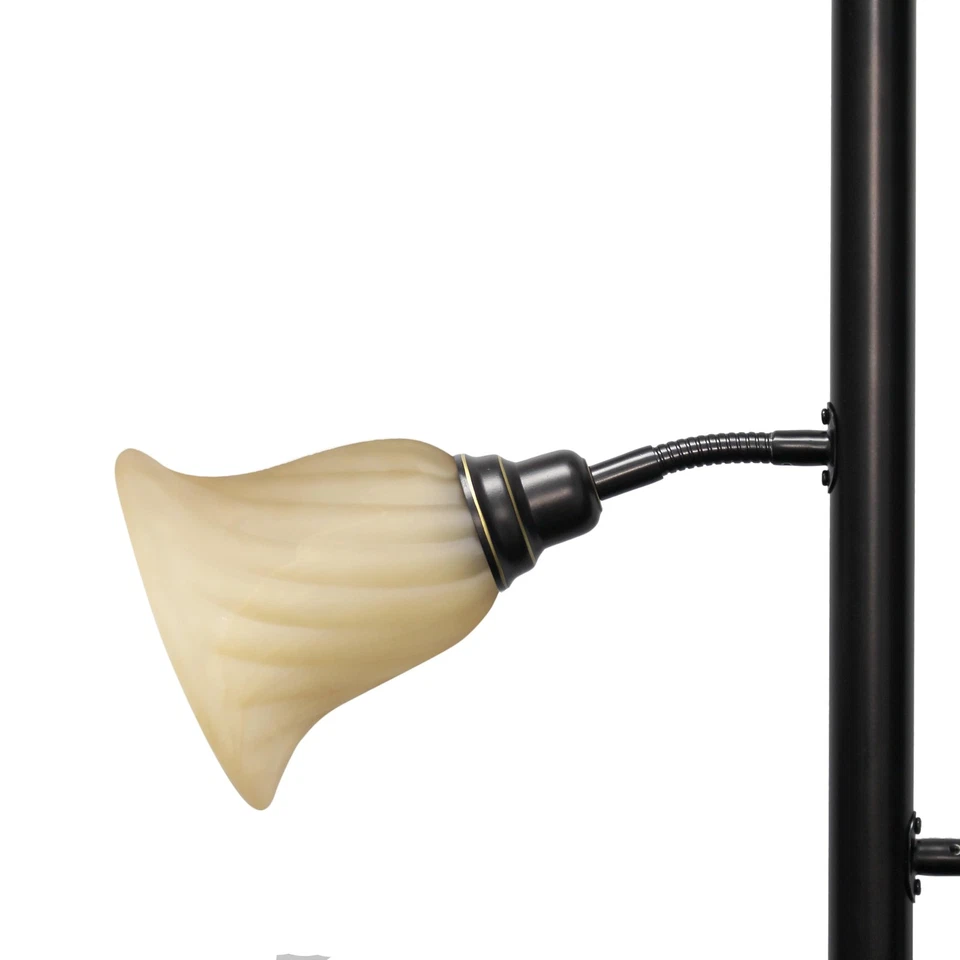 Lámpara de pie Elegant Designs LF2002-RBZ de 3 luces con pantallas de vidrio festoneado, 3,9, Foto 4 de 4