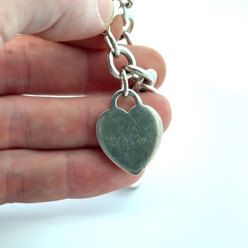 TIFFANY & CO. STERLING 925 HEART TAG CHARM BRACELET - 6.75” - Picture 5 of 8