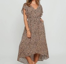 Leoni Australia jemima midi dress size XL BNWT Leopard Print short sleeve flowy 