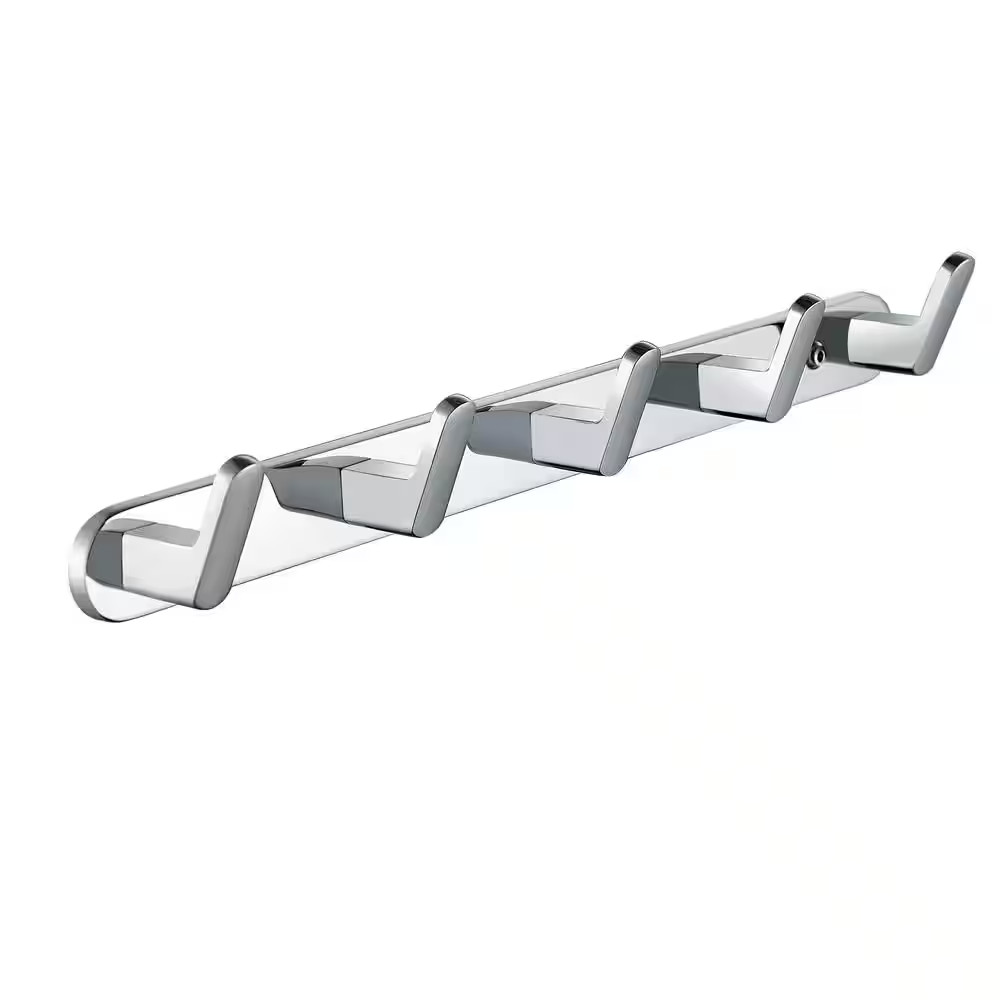 Wall Mounted 5 in 1 J-Hook Robe/Towel Hook Rustproof Hook Rack in Polished Chrom
