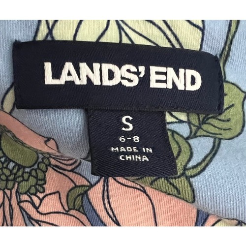 Lands' End Surplice Sleeveless Midi Summer Dress Blue Floral Size S - Afbeelding 4 van 6
