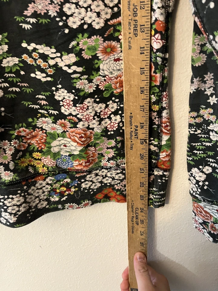 Vintage Y2K Hoodie Lucky Brand Womens S Boho Asian Art Full Zip Floral - Image 4 of 4