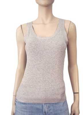 New THREE DOTS sz L Cotton Knit Tank Top Vest in Heather Gray
