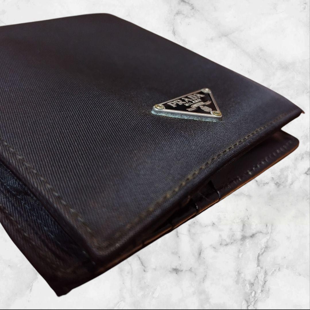 PRADA Vintage Nylon Bi fold Wallet Black