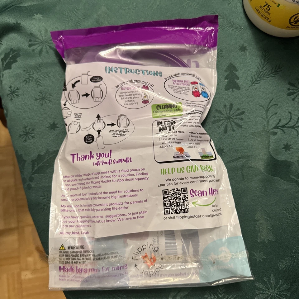 Soporte abatible 2 en 1 soporte para bolsa de alimentos y jugos, púrpura Foto 2 de 3