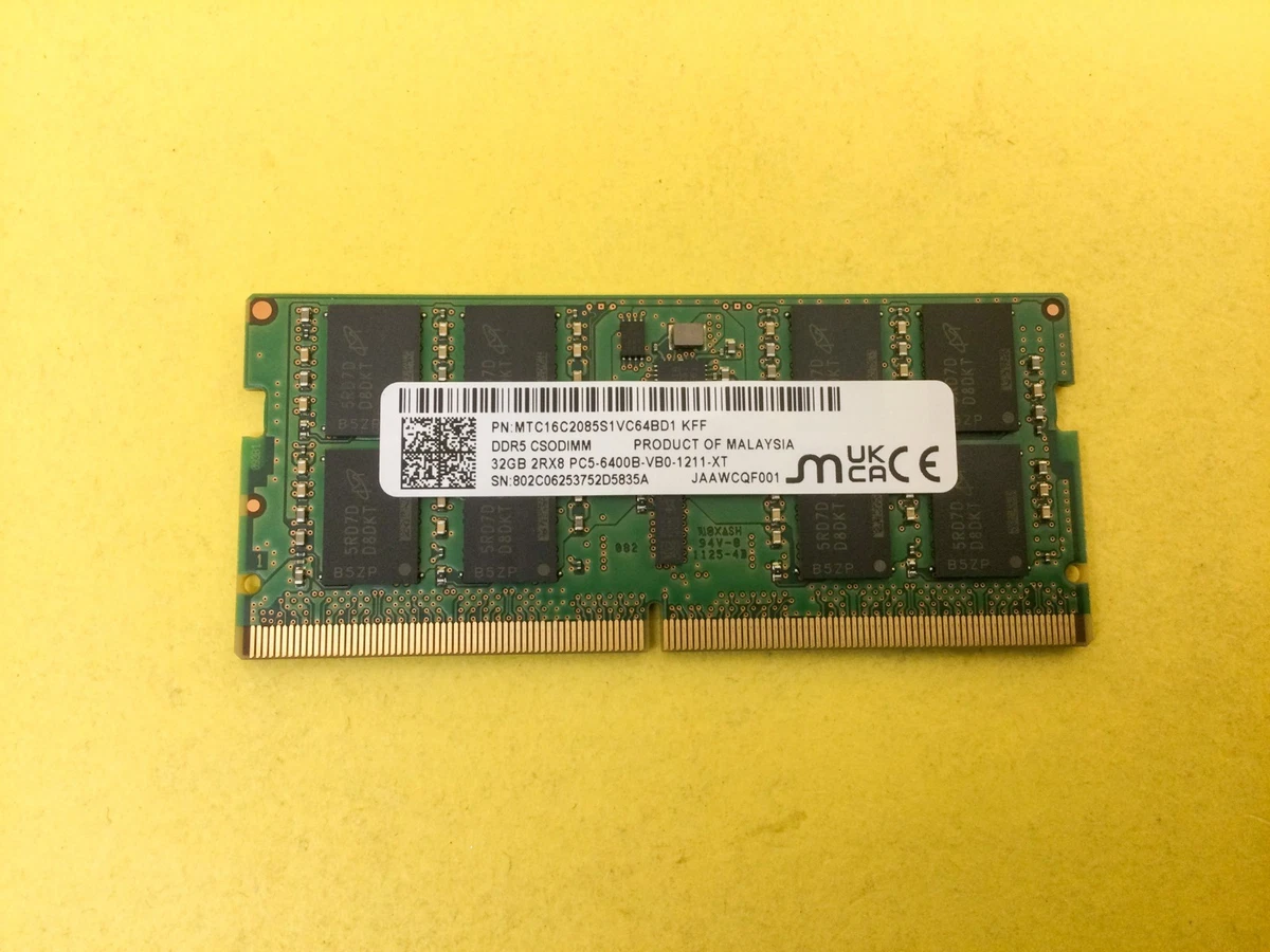 Micron 32GB (1x32GB) 2RX8 PC5-6400B SODIMM Laptop Memory