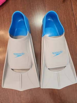 Speedo Adult Unisex Short Blade Training Swim Fins - Gray/Blue - Size Medium 6-7
