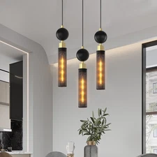 3 Pack Black Gold Pendant Light Modern Ceiling Chandelier Kitchen Island Fixture