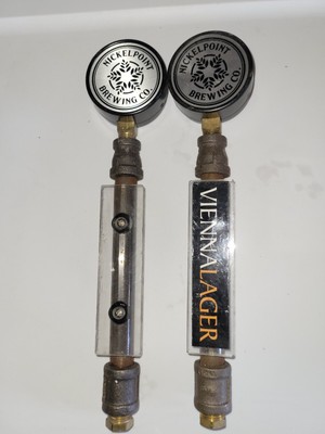  Nickle Point Brewery Steel Beer Tap Handle Lot Of 2
