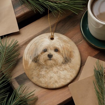 Havanese Dog Ornament Ceramic Acrylic Painting Puppy Keepsake Gift