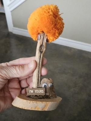 Vintage 70's ''I'm Yours'' Googley Eyes Wood Decor Love Pom Poms On A Stick