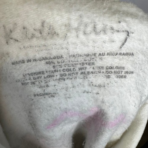 Keith Haring weißer Hoodie tanzende Figuren Grafik Pullover Kunst Sweatshirt Large - Bild 9 von 10