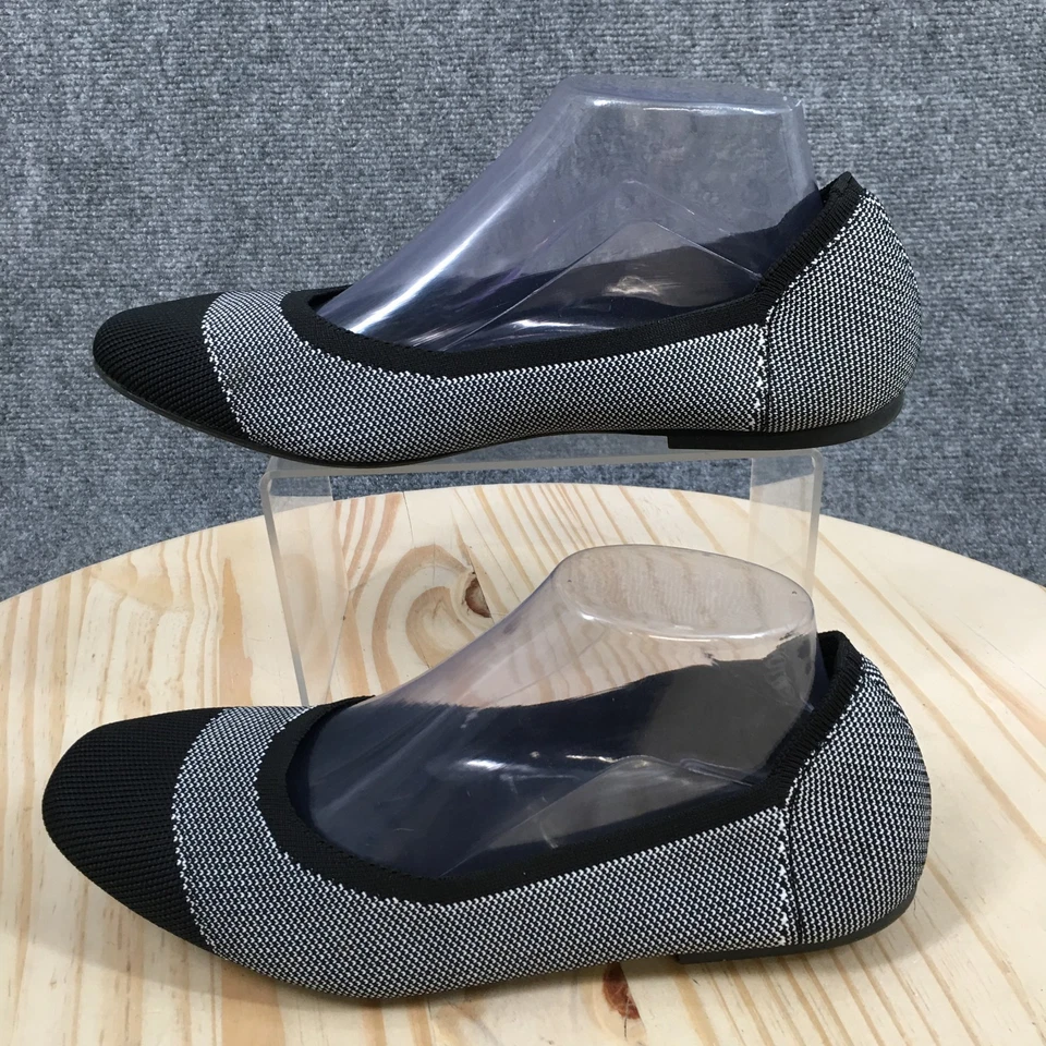 Zapatos Jellypop para mujer 9 M Ellen informales sin cordones tejidos ballet planos negros blancos Foto 2 de 4