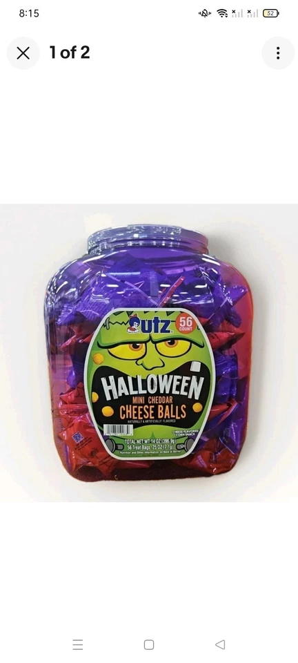 Mini bolas de queso Utz Halloween 56 quilates barril truco o trato bocadillos fiesta Foto 4 de 4