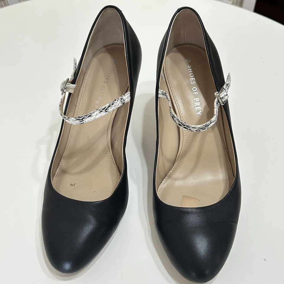 Shoes of Prey Heels Womens 10W Black Snakeskin Strap Pumps Custom Shoes Office - Image 2 of 4