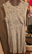 Tory Burch Ivory/Green Floral A-Line Round Neck Sleeveless Zip Lined Dress S