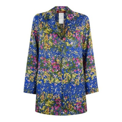 MaxMara Campale Blue Floral Silk Blouse Size 4 New