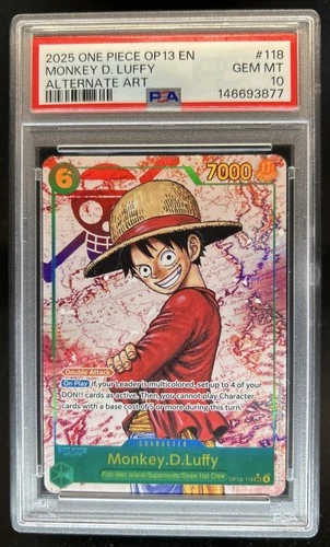 2025 One Piece Carrying On Monkey D. Luffy Secret Rare Alt Art #OP13-118 PSA 10