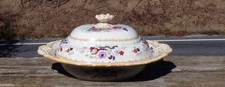 ENGLISH POTTERY CHINA RECTANGULAR  "FLORAL"   DECORATED COVERED TUREEN