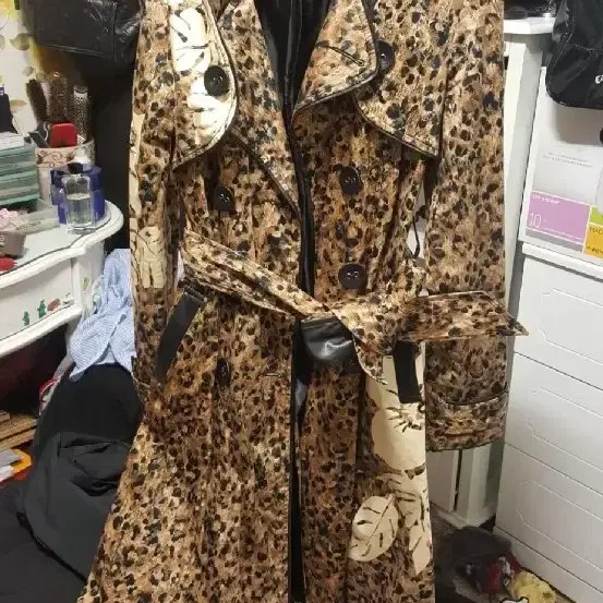 Leopard Pattern Trench Coat - Stylish Double-Brea… - image 2