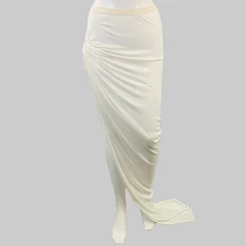 RICK OWENS LILIES Size 4 Twist Edfu White Jersey Asymmetrical Long Skirt