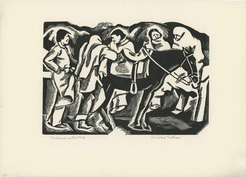 Indians With Horse Original Wood cut by Barbara Latham Ltd. Edition of 25 - Picture 2 of 4