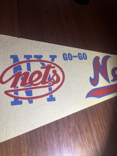1970's VINTAGE Go Go New York Nets ABA white Felt Pennant - 12 X 29 - - Picture 5 of 7