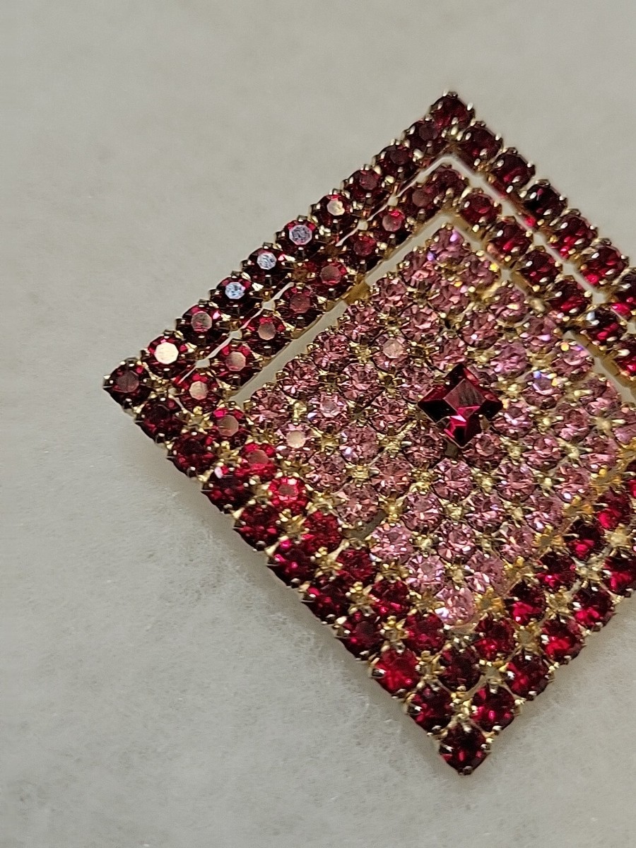 AMAZING SQUARE GEOMETRIC 3D RHINESTONE CRYSTAL BROOCH #162 View 3